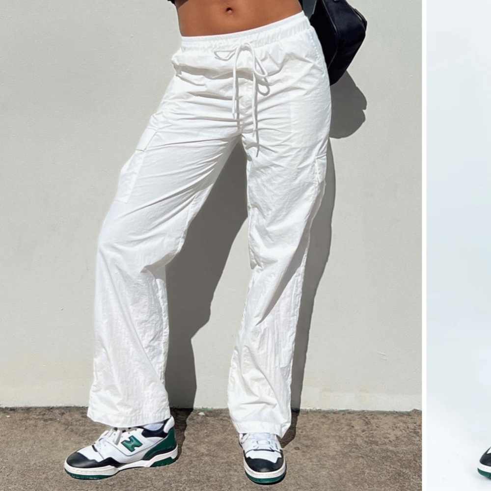 NEW Princess Polly Womens Size 2 Flossie Parachute Drawstring White Cargo Pants.
